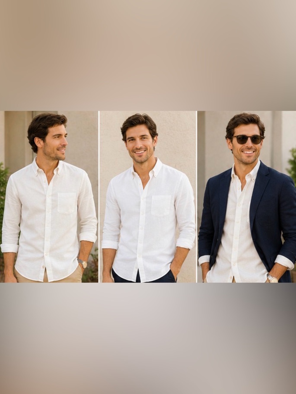 EVERLANE Men's Linen Blend Button Down Shirt Size Medium • White • Long Sleeve